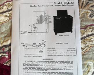Item #99 First RCA Phonograph&Radio Combo, Model #RAE68, 1930, Non-Functional, 38" 41.5" 21.5"