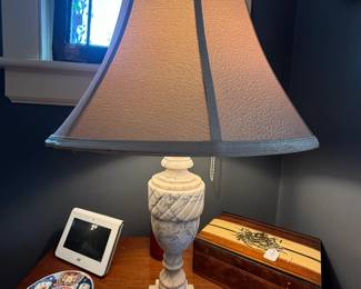 Item #26 Marble Lamp, 1950s, Great, Replacement Lampshade, H29.25" W4.5"