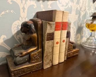 Item #76 Egyptian Motif Bookends, Chalkware