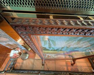 Item #16 Needlepoint Fireplace Screen, Minor Wear, H26.25" W18.5" D6.5"