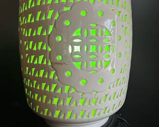 Item #4 Chinese Porcelain Lamp, Great Condition, H13" W5.5" , currently has an Alexa smart color changing bulb in it