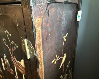 Item #2 Chinese Black Lacquer Cabinet, Minor Wear,H54" W30" D16"