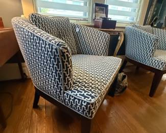 Items #29 & #30 Blue/White Modern Seats, Some Wear, H30" W29" D22"