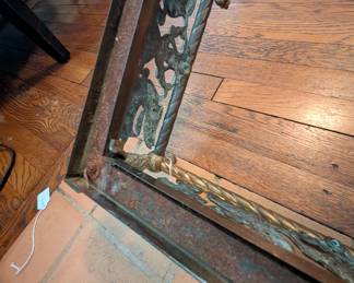 Item #18 Brass Fireplace Fender, Aged Wear, H7" L47" D12"