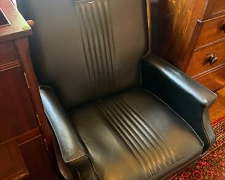 Item #126 1966-1967 Ford Thunderbird Leather Executive Chair w/ Tuck&Roll Upholstery, Good Condition, 46" 29" 23"