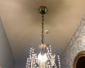 Item #63 Crystal/Metal Chandelier , Good, 33" 12"