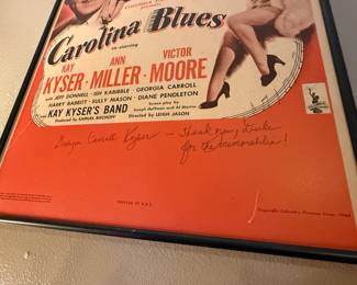 Item #143 Kay Kyser Movie Poster 'Carolina Blues', Signed by Wife&Co-Star Georgia Carrol, 31" 14"