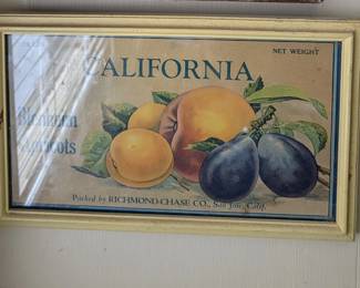 Item #274 Framed California Fruit Box Label, c. 1940s