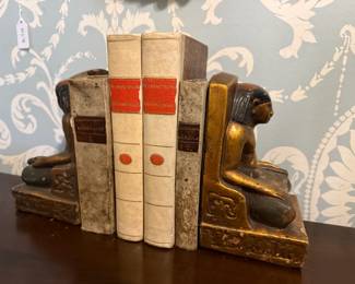 Item #76 Egyptian Motif Bookends, Chalkware
