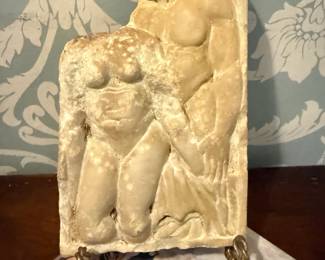 Item #75 Greek Stone Carving from Temple, c. 400 BCE, Aged Good Condition