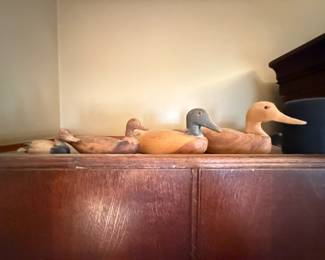 Item #121 Four Wooden Duck Decoys, Two Large(Leonard O'Neil) & Two Small(Unknown Artists), Good Condition, Lot of Four