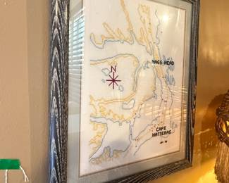 Item #93 Cross-Stitch Map of Eastern NC, Outer Banks, Good Condition, 15" 12.5"