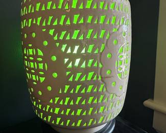 Item #4 Chinese Porcelain Lamp, Great Condition, H13" W5.5" , currently has an Alexa smart color changing bulb in it