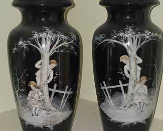 ANTIQUE MARY GREGORY FIGURAL VASES