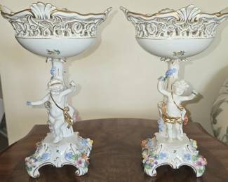 RARE DRESDEN GERMANY FIGURAL COMPOTES