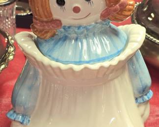 VINTAGE POPPYTRAIL RAGGEDY ANN COOKIE JAR w/ORIGINAL PRICE TAG