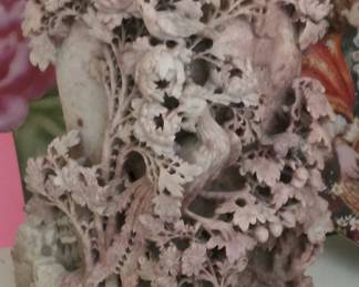 LARGE CARVED CHINESE SOAPSTONE VASE