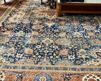 Enormous hand knotted heriz rug 