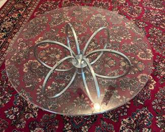 Glass coffee table.