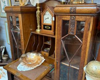 Antique furniture pieces, candlesticks, lamps, art