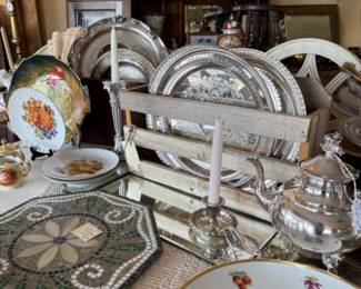Silver trays for serving or for use in decorating