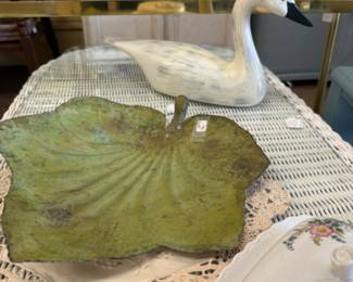 pretty leaf tray, swan figurine