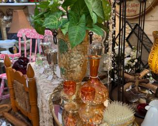 Vintage Dressing Tray and old hair brush