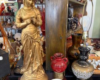 statuary, ceramic pots, lamps