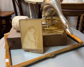 Antique photograph, duck statuary