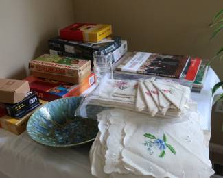 linens, books, games