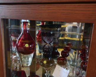 red glass vases