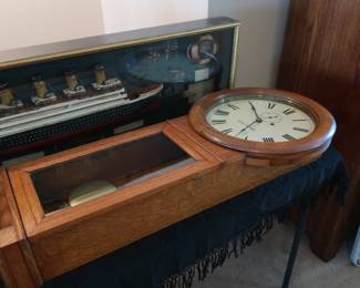 Titanic ship replica in case Seth Thomas clock