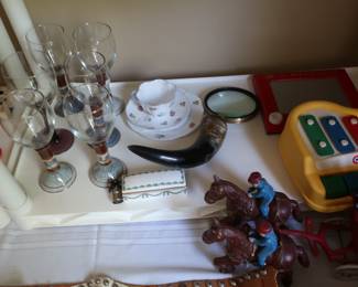stemware, horn magnifying glass