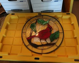 stained glass cardinal bird