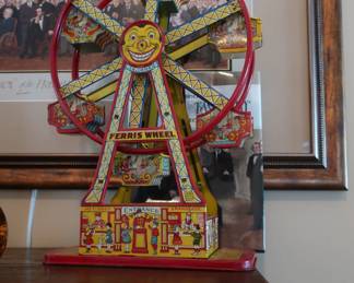 vintage 1930"s toy-as is J Chein tin litho tine ferris wheel