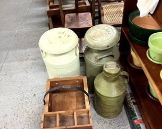Small cream milk cans, Hand made cobblers box