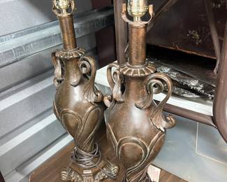 Vintage Pair of Ornate Bronze Table Lamps - Asking $149 each. 
