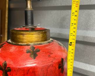 Vintage Red Fleur-de-Lis Table Lamp - Asking $49 - Priced as is. 