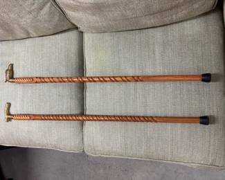 Ornate Brass-Handled Walking Canes - $99 each 