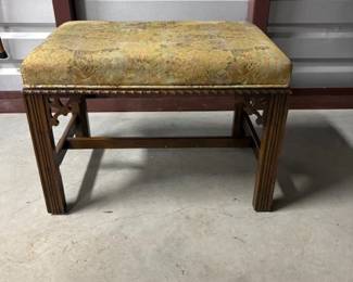 Vintage Upholstered Bench with Ornate Wooden Frame - Asking $149 