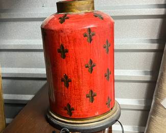Vintage Red Fleur-de-Lis Table Lamp - Asking $49 - Priced as is. 