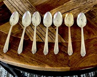 set of 7 Silver - plate teaspoons