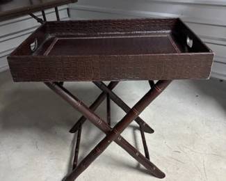 Vintage Faux Crocodile Leather Butler's Tray Table - Asking $149 