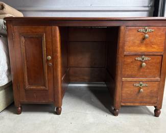 Wooden Desk with Brass Hardware - $650 (item excluded from 50% day)