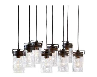 stock image to show hanging - allen + roth vallymede 8 light aged bronze farmhouse light - $75