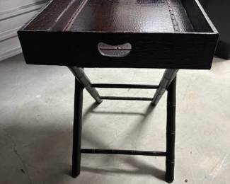 Vintage Faux Crocodile Leather Butler's Tray Table - Asking $149 