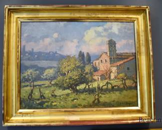"The Bell Tower, Tuscany" oil painting on canvas by John C. Traynor