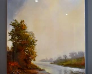 "Foggy Sunshine" acrylic painting on panel with gloss resin finish by Yury Darashkevich