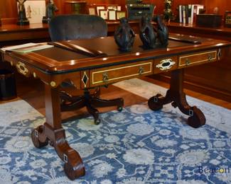 John Widdicomb British India Collection burlwood library table with inlay