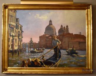 "Touring the Grand Canal, Venice" oil painting on canvas by John C. Traynor.